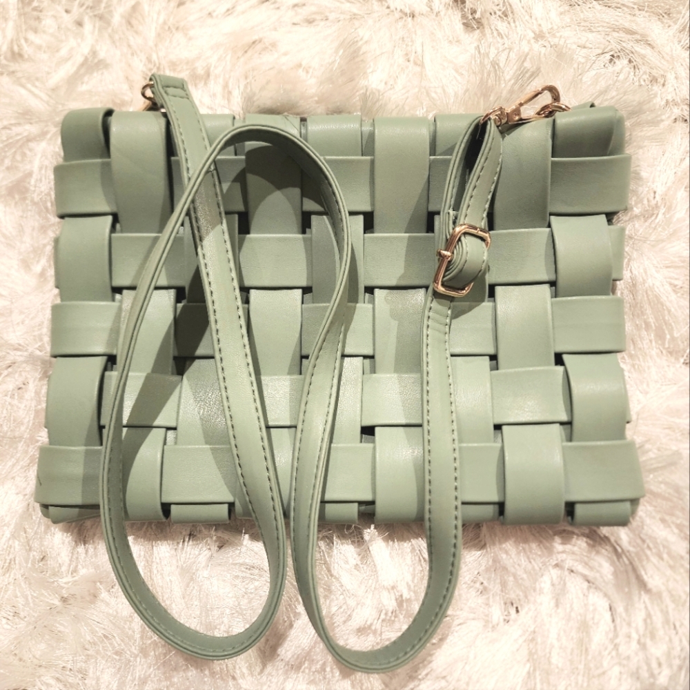 Anthropologie Lindy Woven Clutch in Color Sage